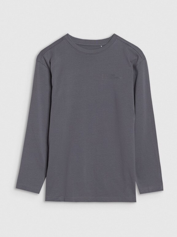 Chłopięcy longsleeve z nadrukiem 4F 4FJRSS25TLONM538 - szary