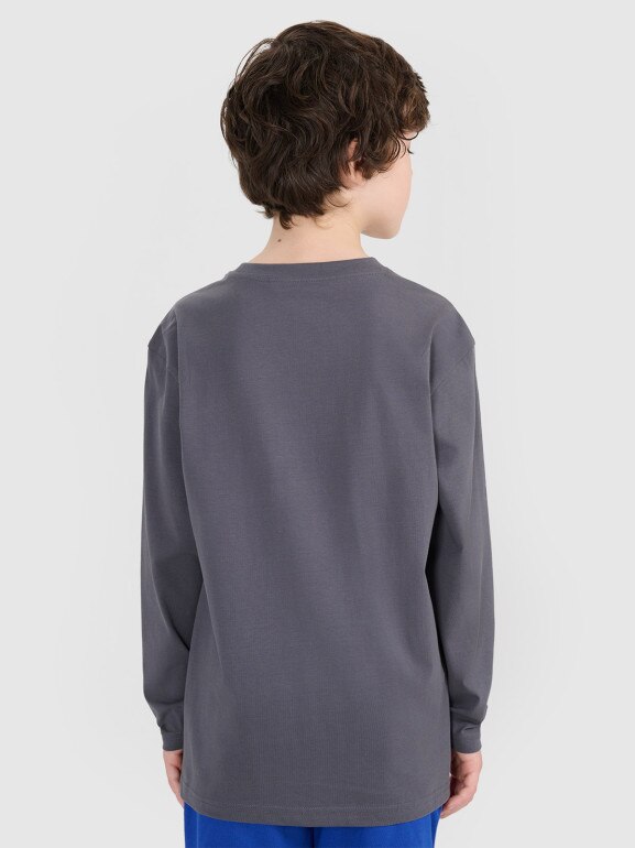 Chłopięcy longsleeve z nadrukiem 4F 4FJRSS25TLONM538 - szary