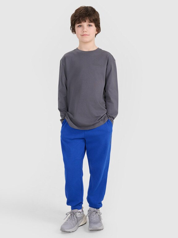 Chłopięcy longsleeve z nadrukiem 4F 4FJRSS25TLONM538 - szary