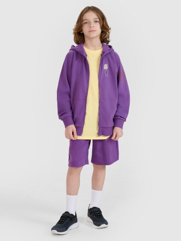 Chłopięce spodenki dresowe 4F 4FJRSS25TSHOM685 - fioletowe