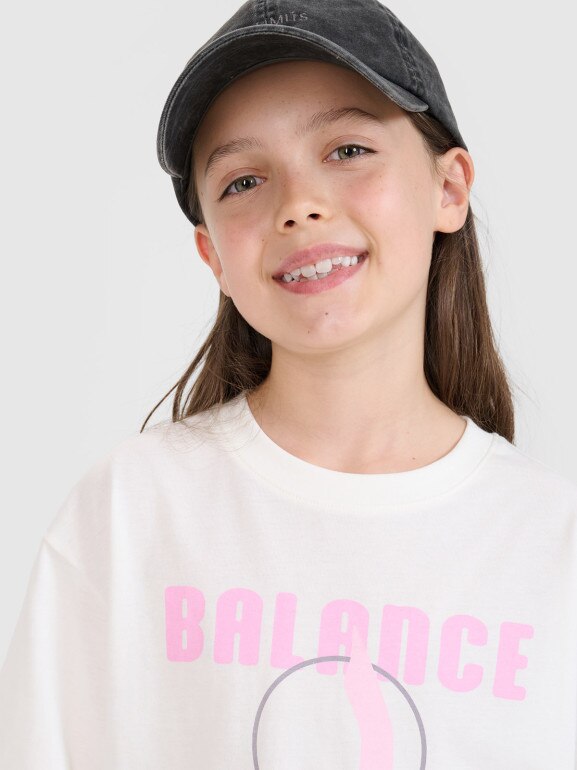 Dziewczęcy t-shirt z nadrukiem 4F 4FJRSS25TTSHF2646 - biały