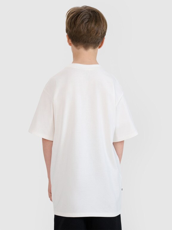 Chłopięcy t-shirt z nadrukiem 4F 4FJRSS25TTSHM2640 - biały