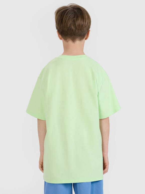 Chłopięcy t-shirt z nadrukiem 4F 4FJRSS25TTSHM2641 - zielony