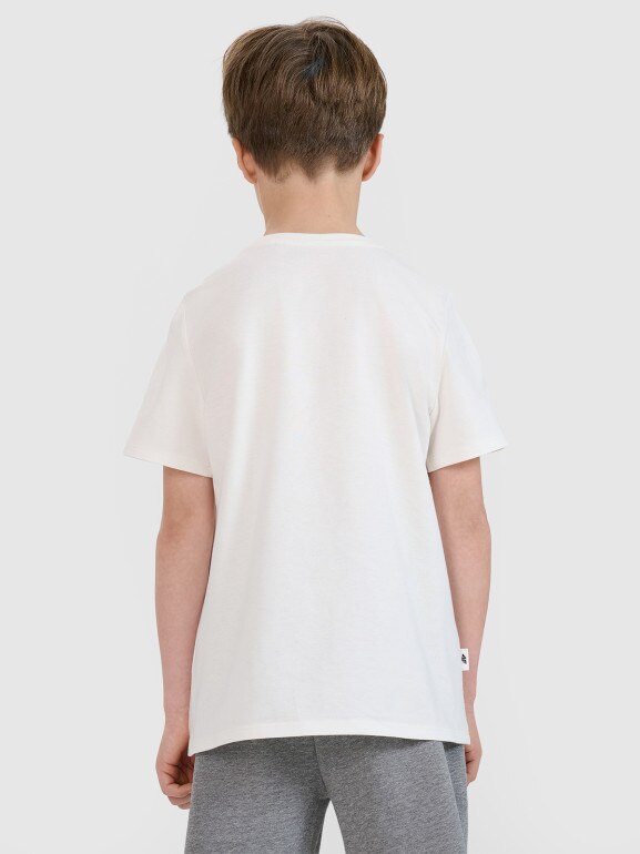 Chłopięcy t-shirt z nadrukiem 4F 4FJRSS25TTSHM2643 - biały