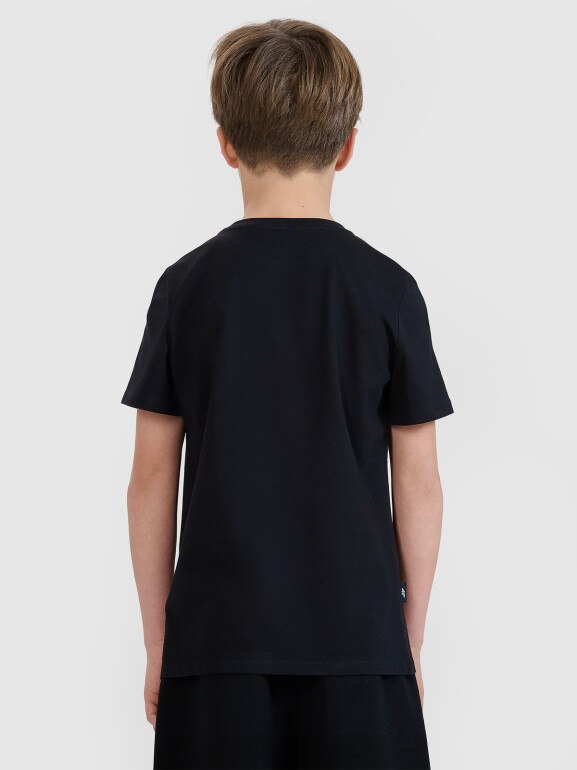 Chłopięcy t-shirt z nadrukiem 4F 4FJRSS25TTSHM2643 - czarny