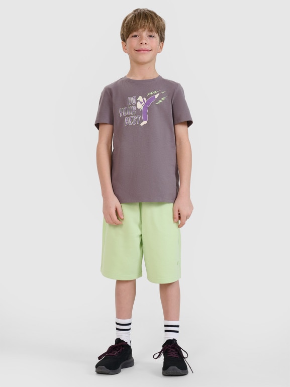 Chłopięcy t-shirt z nadrukiem 4F 4FJRSS25TTSHM2643 - szary