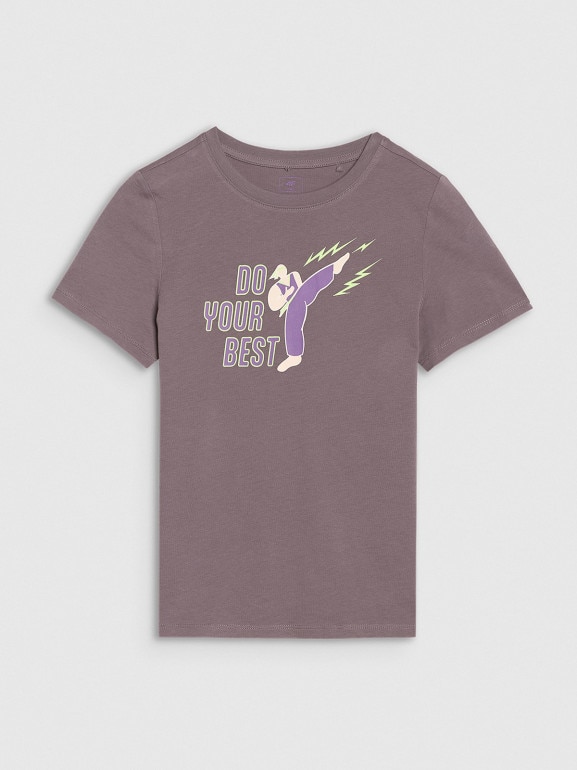 Chłopięcy t-shirt z nadrukiem 4F 4FJRSS25TTSHM2643 - szary