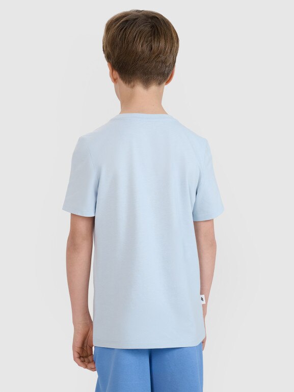 Chłopięcy t-shirt z nadrukiem 4F 4FJRSS25TTSHM2643 - niebieski