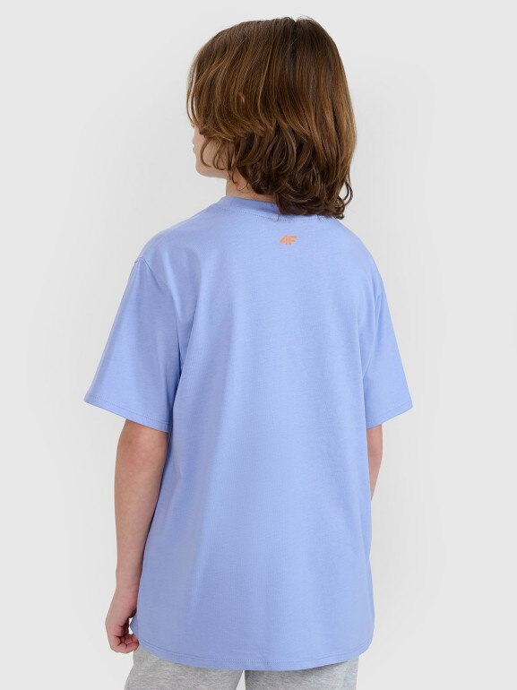 Chłopięcy t-shirt z nadrukiem 4F 4FJRSS25TTSHM2819 - niebieski