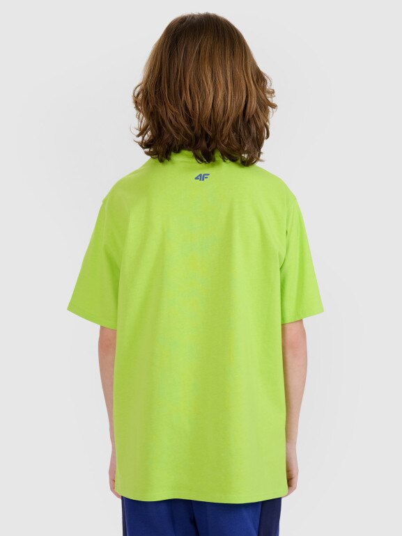 Chłopięcy t-shirt z nadrukiem 4F 4FJRSS25TTSHM2819 - zielony