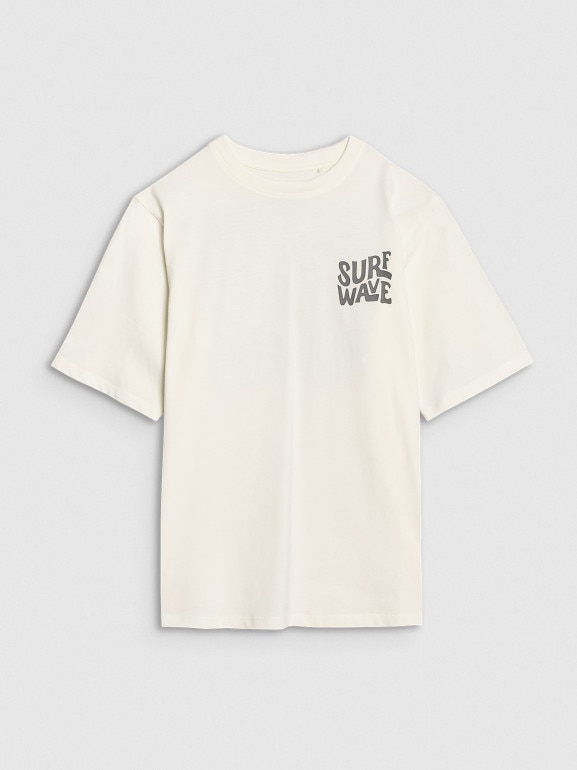 Chłopięcy t-shirt z nadrukiem 4FJRSS25TTSHM2866 - biały