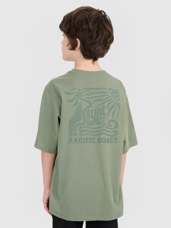 Chłopięcy t-shirt z nadrukiem 4FJRSS25TTSHM2866 - zielony 