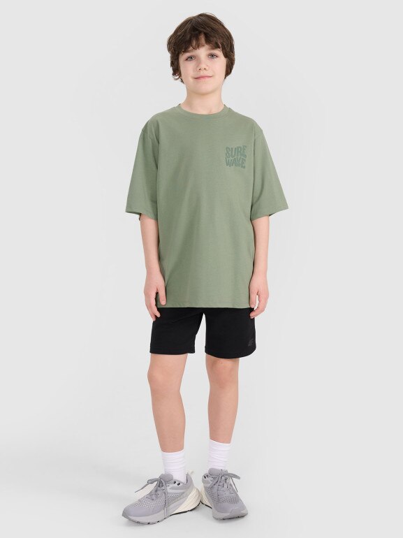 Chłopięcy t-shirt z nadrukiem 4FJRSS25TTSHM2866 - zielony 