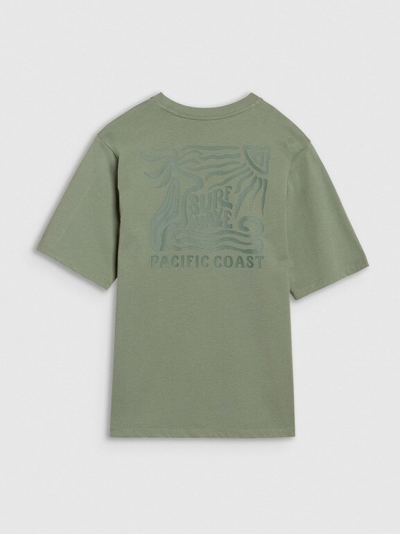 Chłopięcy t-shirt z nadrukiem 4FJRSS25TTSHM2866 - zielony 
