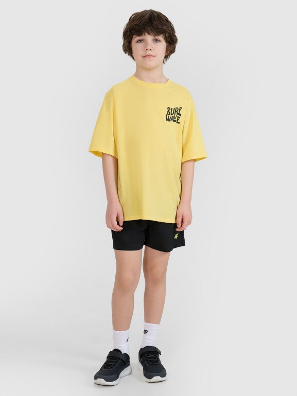 Chłopięcy t-shirt z nadrukiem 4FJRSS25TTSHM2866 - żółty