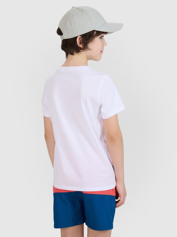 Chłopięcy t-shirt z nadrukiem 4F 4FJRSS25TTSHM2867 - biały