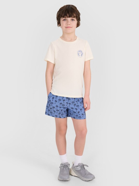 Chłopięcy t-shirt z nadrukiem 4F 4FJRSS25TTSHM2868 - biały
