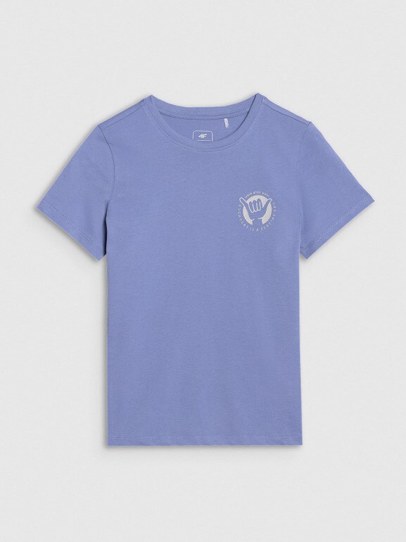 Chłopięcy t-shirt z nadrukiem 4F 4FJRSS25TTSHM2868 - granatowy