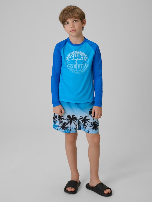 Chłopięcy longsleeve do pływania UPF50+ 4F 4FJRSS26TFLOM665 - niebieski