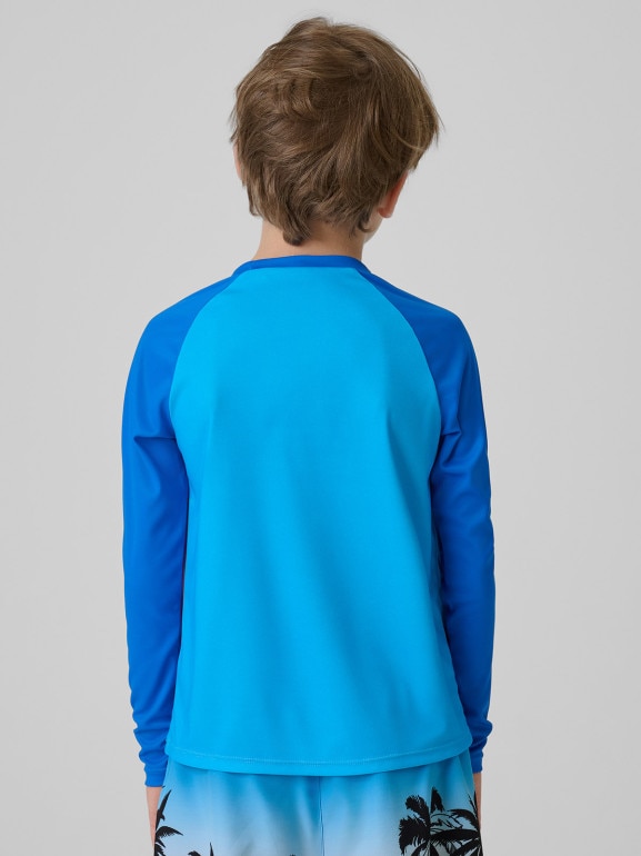 Chłopięcy longsleeve do pływania UPF50+ 4F 4FJRSS26TFLOM665 - niebieski