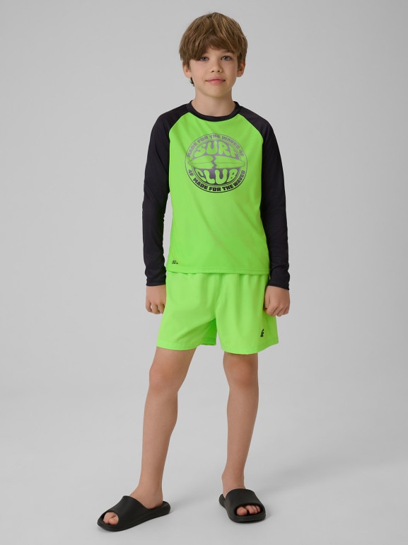 Chłopięcy longsleeve do pływania UPF50+ 4F 4FJRSS26TFLOM665 - zielony