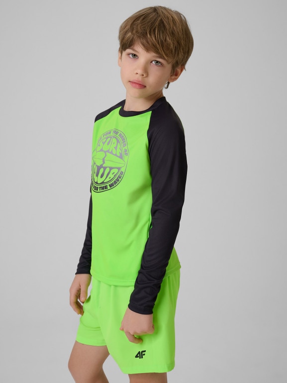 Chłopięcy longsleeve do pływania UPF50+ 4F 4FJRSS26TFLOM665 - zielony