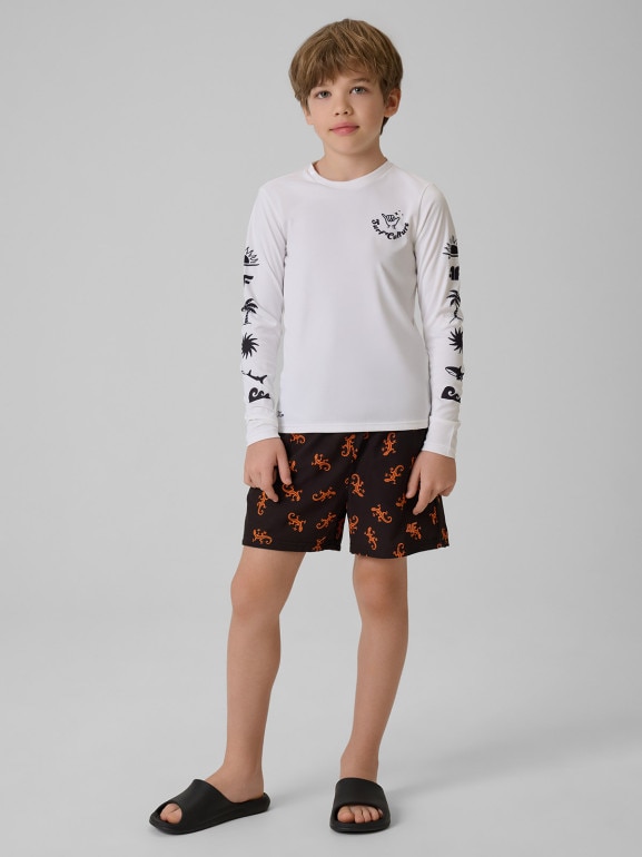Chłopięcy longsleeve do pływania UPF50+ 4F 4FJRSS26TFLOM696 - biały