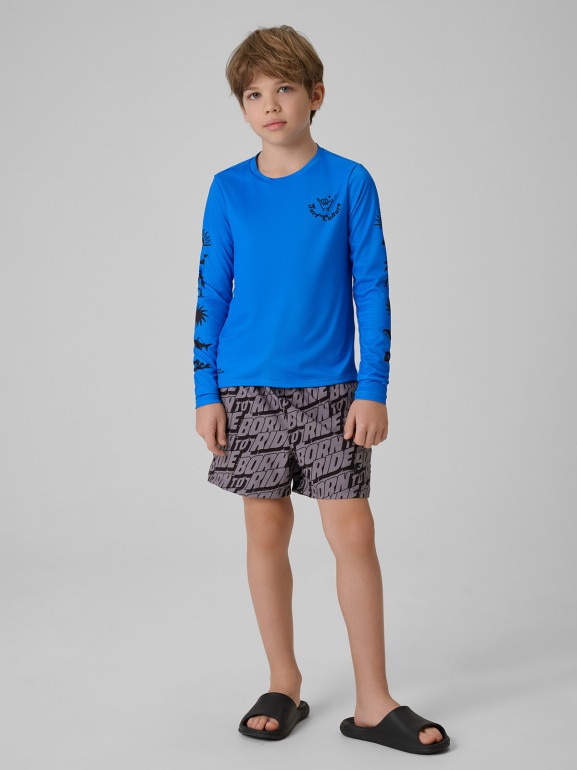 Chłopięcy longsleeve do pływania UPF50+ 4F 4FJRSS26TFLOM696 - niebieski