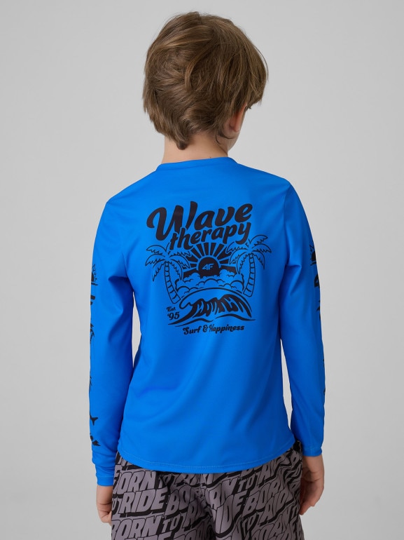 Chłopięcy longsleeve do pływania UPF50+ 4F 4FJRSS26TFLOM696 - niebieski