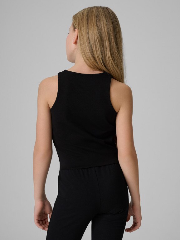 Dziewczęcy crop top 4F 4FJRSS26TSLEF327 - czarny