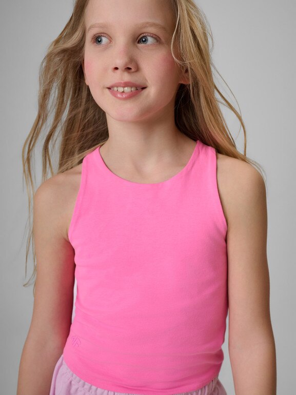 Dziewczęcy crop top 4F 4FJRSS26TSLEF327 - różowy