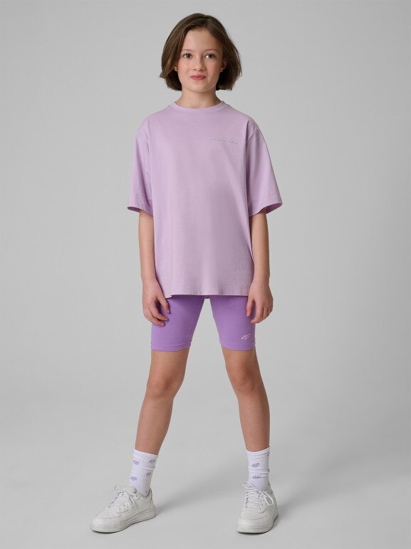 Dziewczęce kolarki dzianinowe 4F 4FJRSS26TSTIF033 - fioletowe