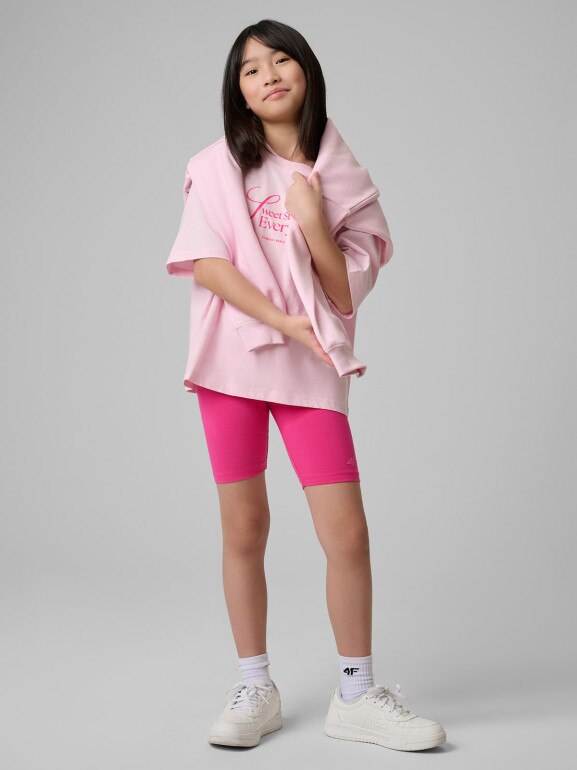 Dziewczęce kolarki dzianinowe 4F 4FJRSS26TSTIF033 - różowe