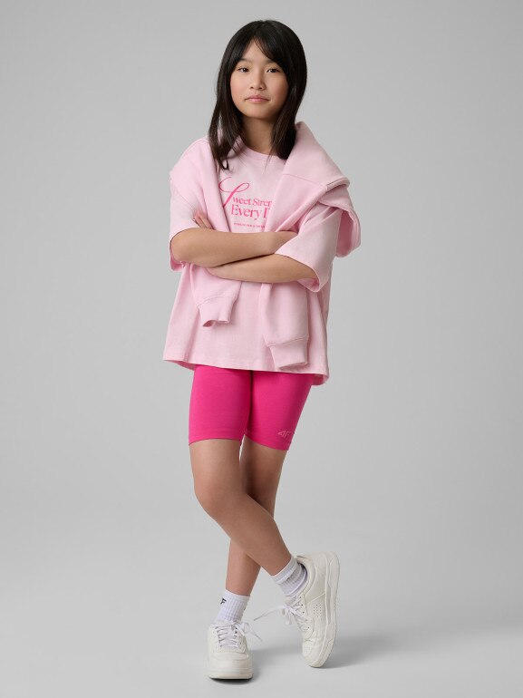 Dziewczęce kolarki dzianinowe 4F 4FJRSS26TSTIF033 - różowe