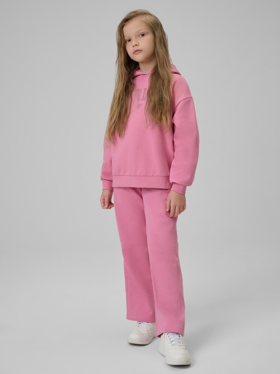 Dziewczęca bluza dresowa nierozpinana z kapturem 4F 4FJRSS26TSWSF2627 - różowa