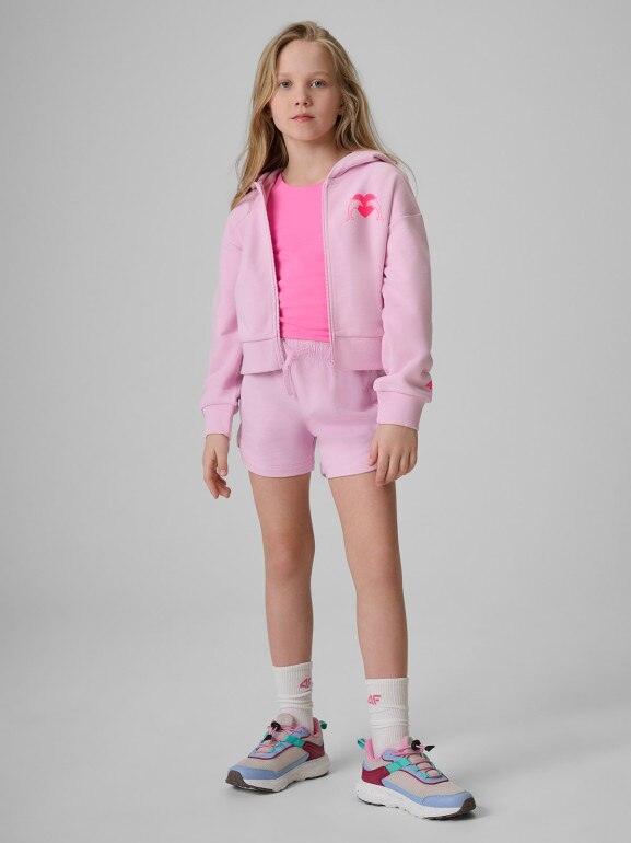 Dziewczęca bluza rozpinana z kapturem 4F 4FJRSS26TSWSF2936 - różowa