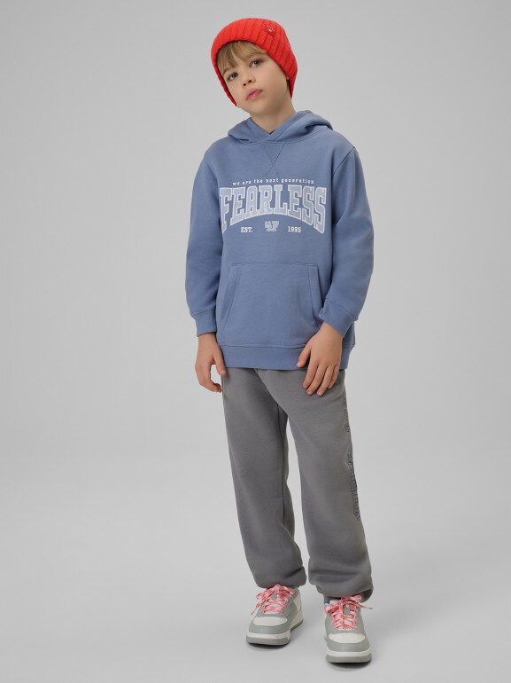 Chłopięca bluza nierozpinana z kapturem 4F 4FJRSS26TSWSM2637 - denim