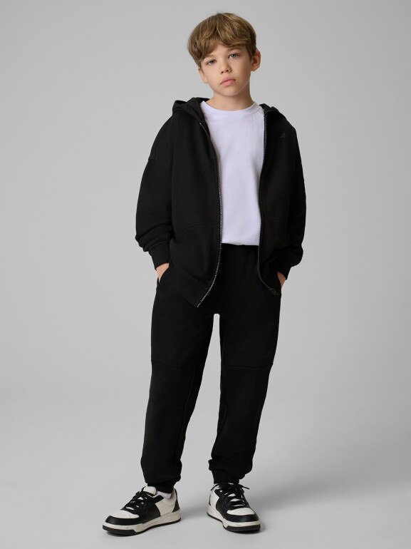 Chłopięca bluza rozpinana z kapturem 4F 4FJRSS26TSWSM3051 - czarna