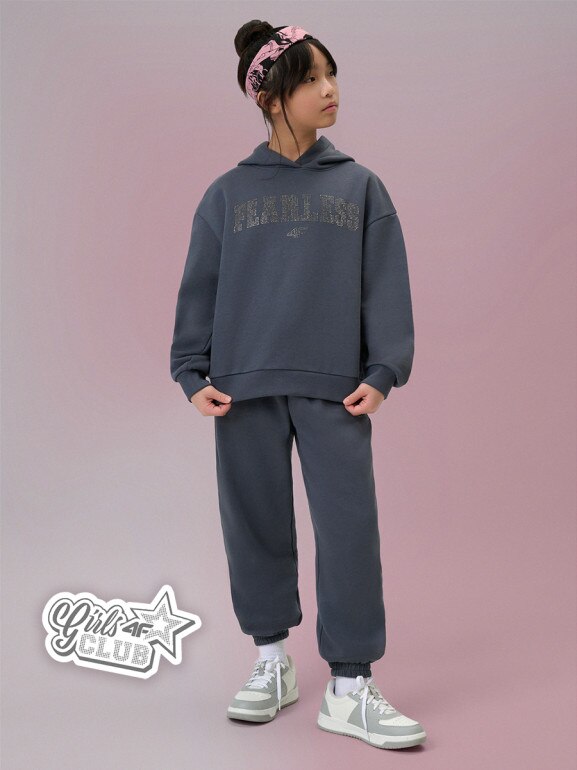 Dziewczęce spodnie dresowe joggery4f 4FJRSS26TTROF1729 - szare