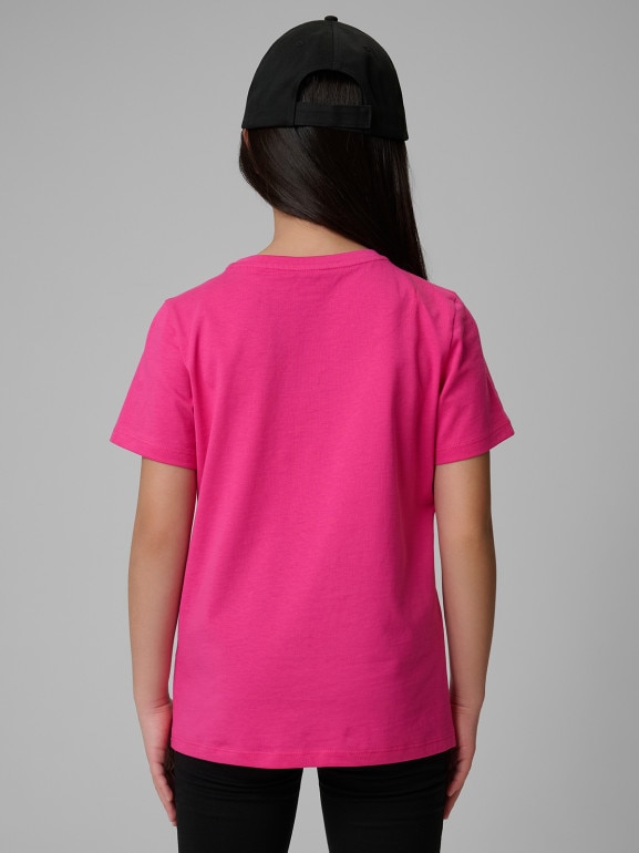 Dziewczęcy t-shirt bez nadruku 4F 4FJRSS26TTSHF3554 - różowy