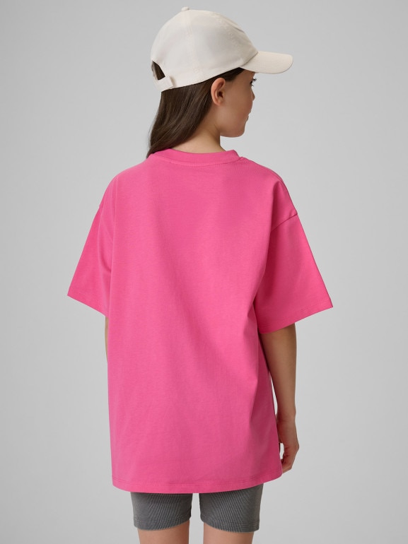Dziewczęcy t-shirt bez nadruku 4F 4FJRSS26TTSHF3984 - różowy