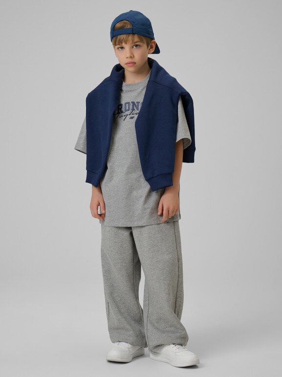 Chłopięcy t-shirt z nadrukiem 4F 4FJRSS26TTSHM3465 - szary