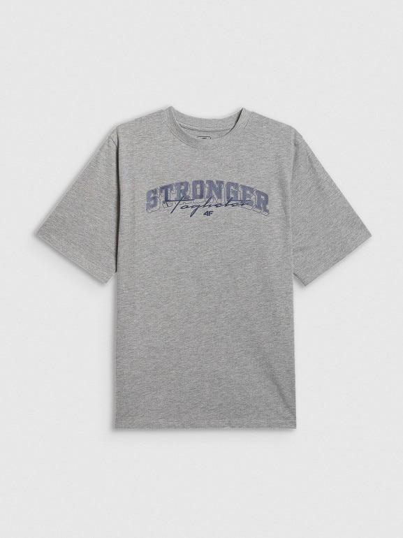 Chłopięcy t-shirt z nadrukiem 4F 4FJRSS26TTSHM3465 - szary