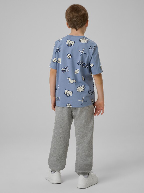 Chłopięcy t-shirt z nadrukiem 4F 4FJRSS26TTSHM3466 - niebieski