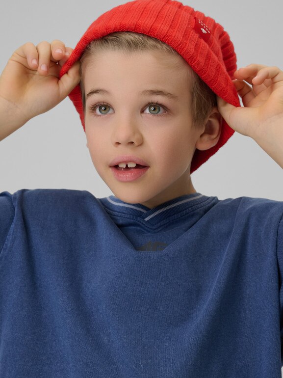 Chłopięcy t-shirt z nadrukiem 4F 4FJRSS26TTSHM3467 - niebieski