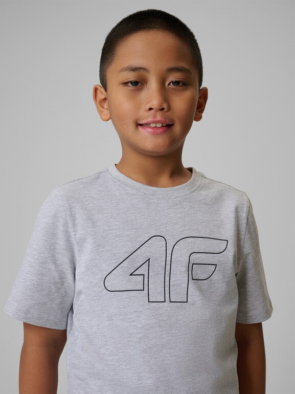 Chłopięcy t-shirt z nadrukiem 4F 4FJRSS26TTSHM3599 - szary