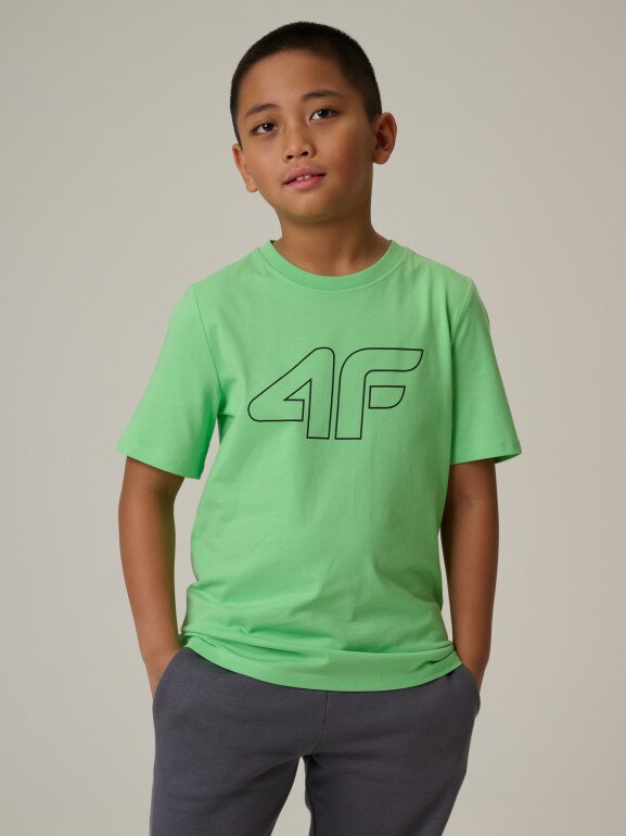 Chłopięcy t-shirt z nadrukiem 4F 4FJRSS26TTSHM3599 - zielony