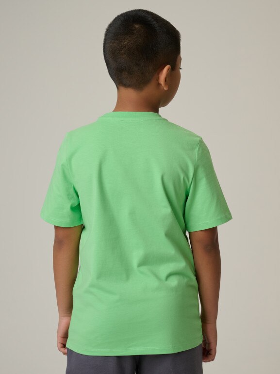 Chłopięcy t-shirt z nadrukiem 4F 4FJRSS26TTSHM3599 - zielony