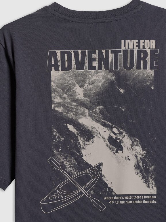 Chłopięcy t-shirt z nadrukiem 4F 4FJRSS26TTSHM3748 - szary