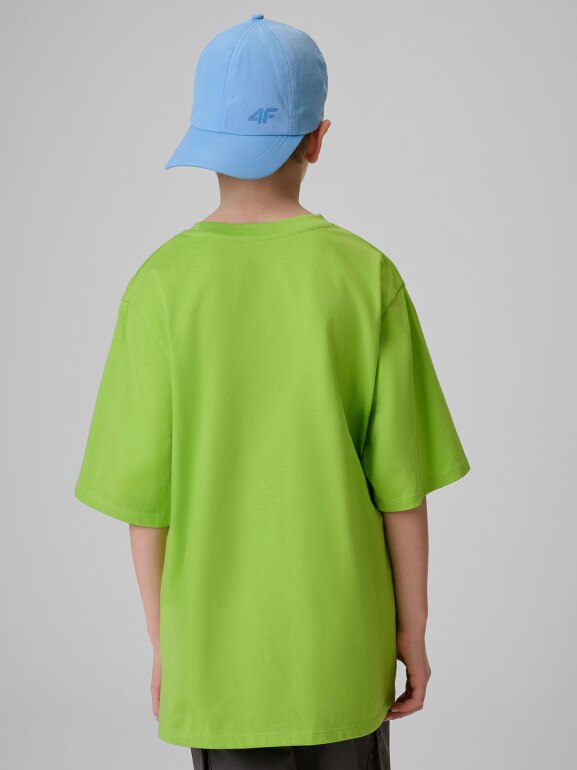 Chłopięcy t-shirt z nadrukiem 4F 4FJRSS26TTSHM3857 - zielony